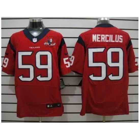 Nike Houston Texans 59 Whitney Mercilus Red Elite W 10th Patch NFL Jersey